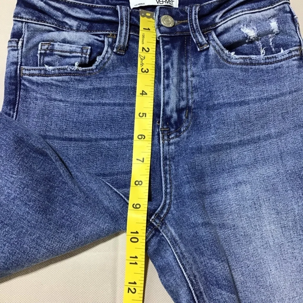 VERVET Straight Leg Ripped Cropped Blue Jeans - Picture 12 of 13